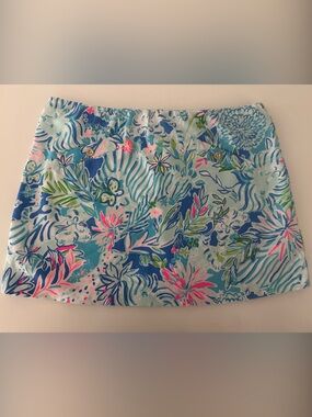 Lilly Pulitzer Girls Blue Pink Green Floral Skort